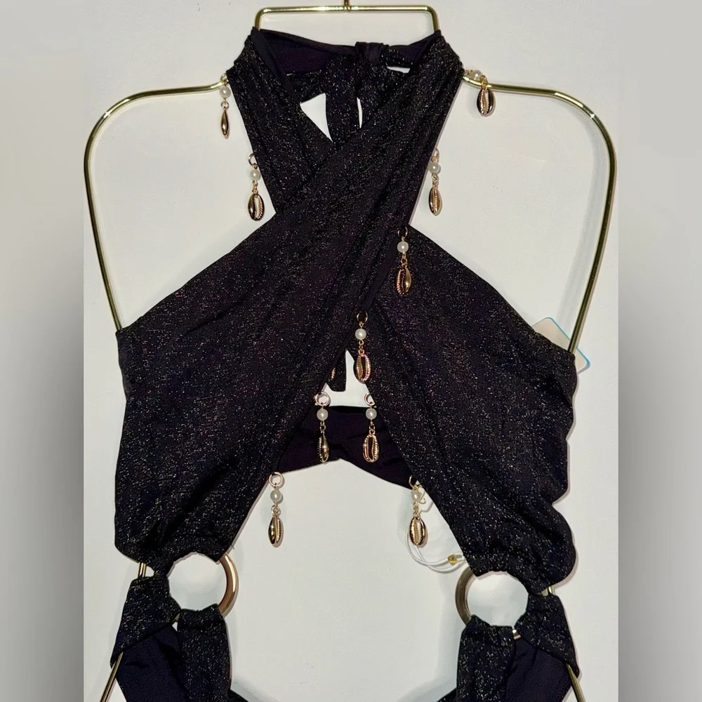 Beach Bunny- Sybil Wrap One Piece - Black Halter - New with Tag 🏷️ - Picture 5 of 14